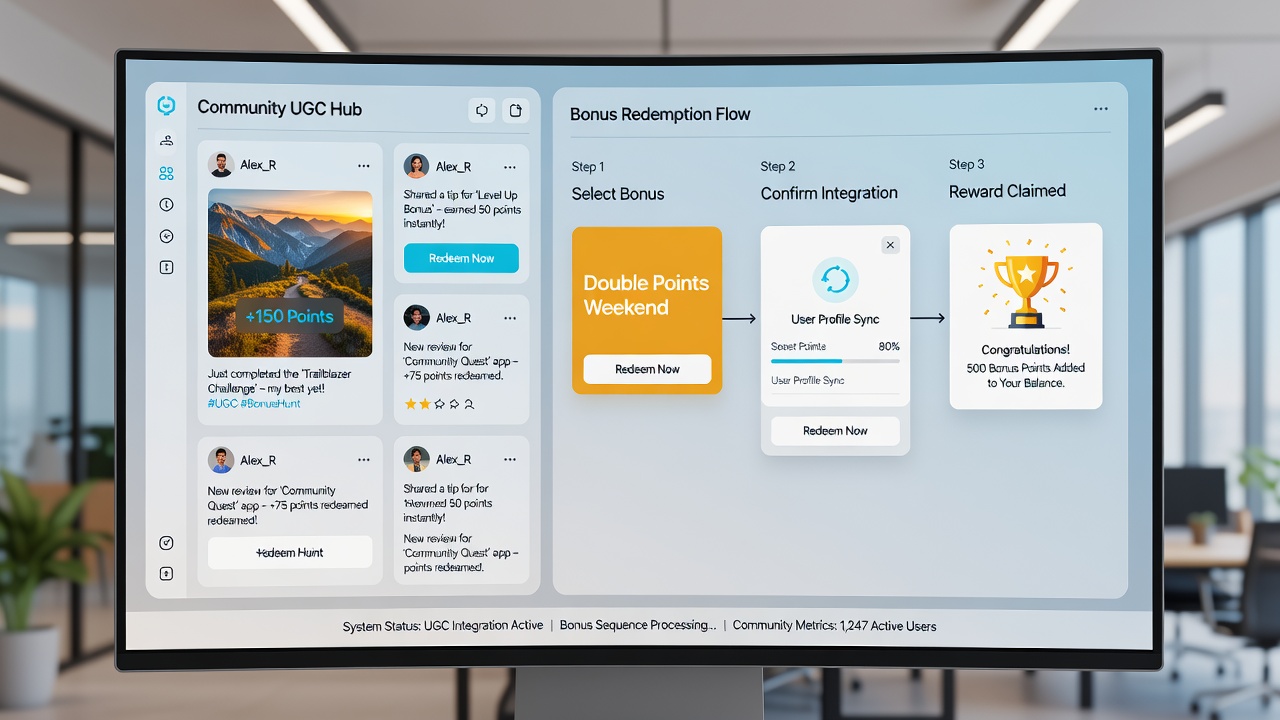 Detailed view of bonus redemption flow chart integrated with user-generated content metrics in a digital slot platform