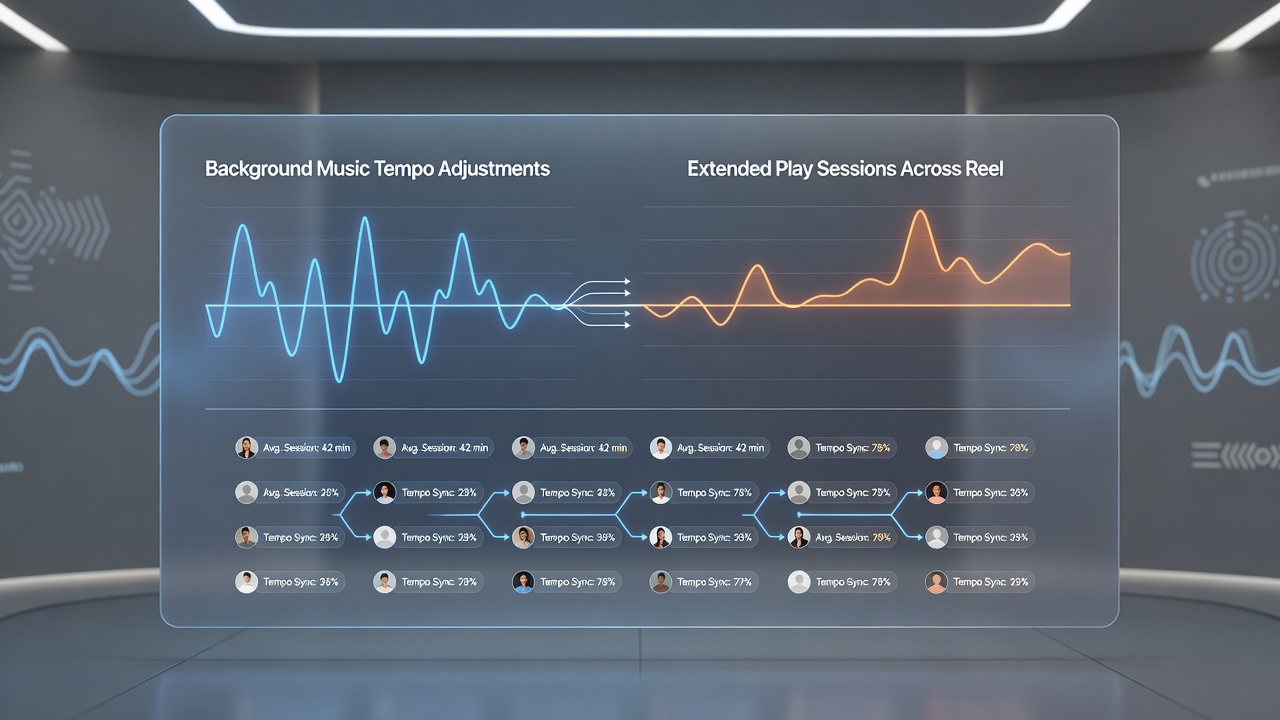 Chart displaying session length data correlated with music tempo changes across multiple reel-based platforms in 2026
