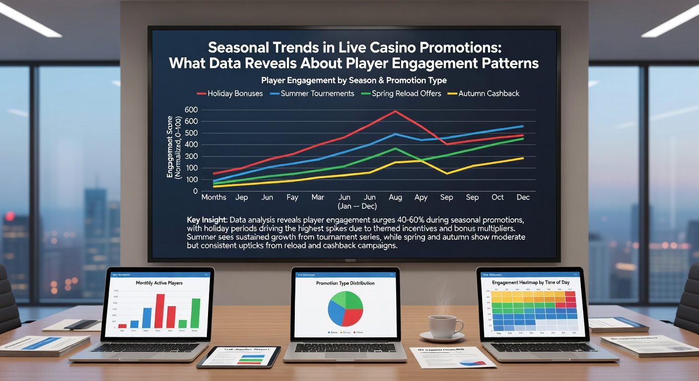 Analytics dashboard displaying live casino engagement metrics across different seasons