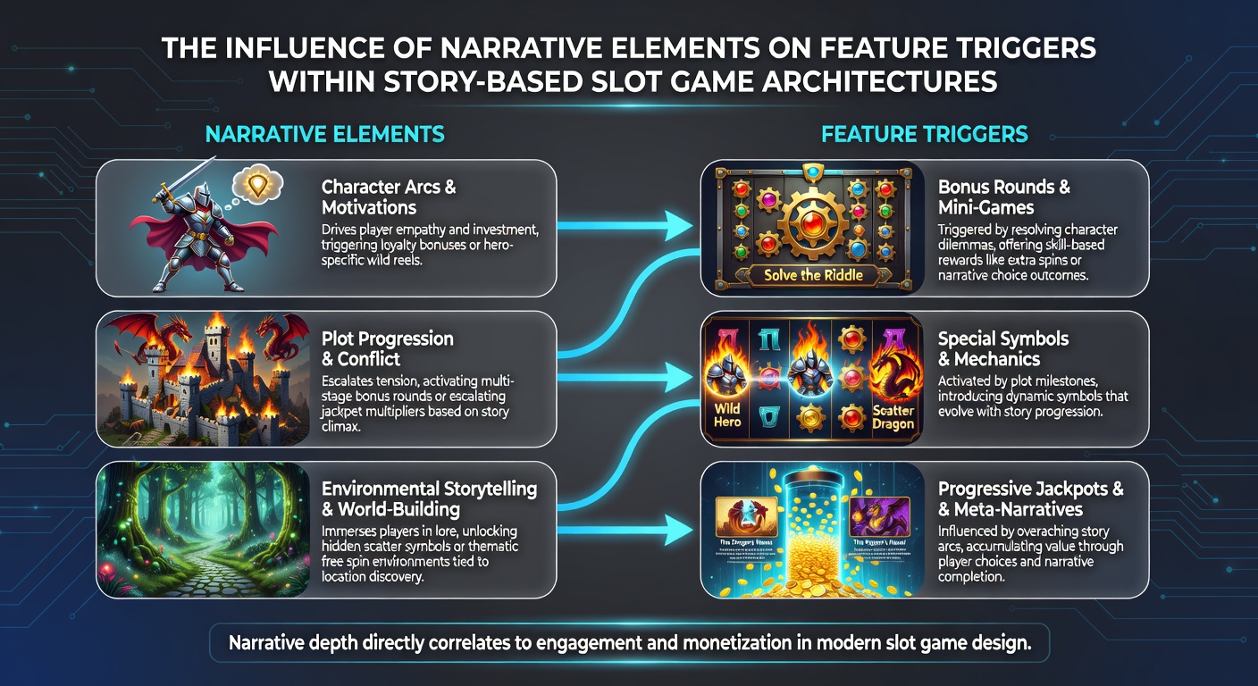 Detailed view of story progression meters and symbol interactions in narrative slot architectures